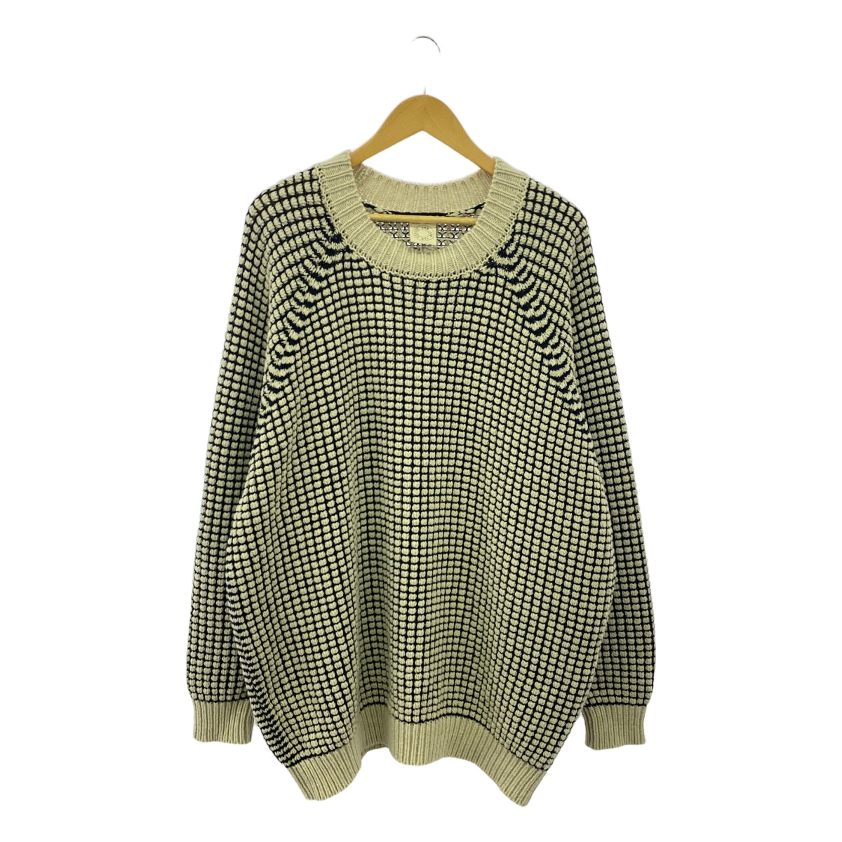【新品】  JAN-JAN VAN ESSCHE / ヤンヤンヴァンエシュ | KNIT #60 ウールリネン ルーズフィットニット | L | NATURAL PITCH BLACK LALIN | メンズ