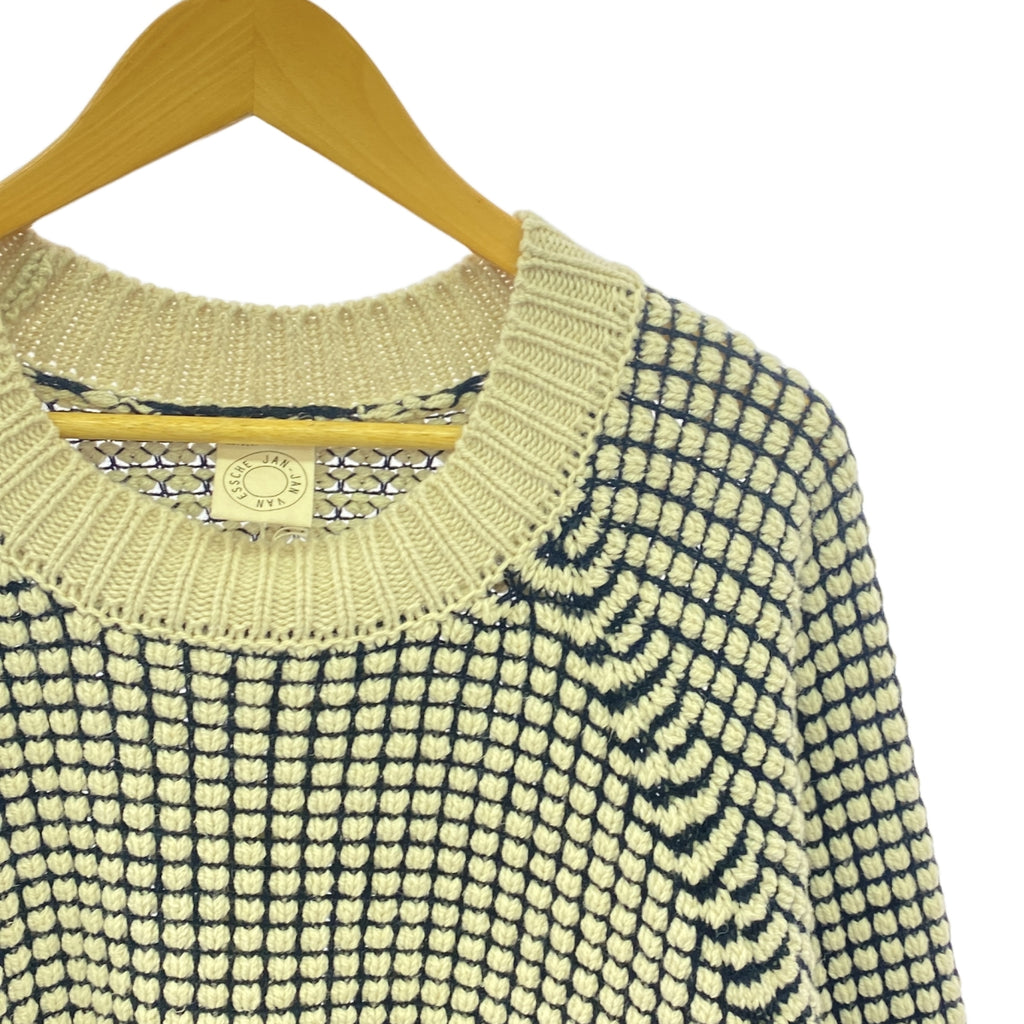 【新品】  JAN-JAN VAN ESSCHE / ヤンヤンヴァンエシュ | KNIT #60 ウールリネン ルーズフィットニット | L | NATURAL PITCH BLACK LALIN | メンズ