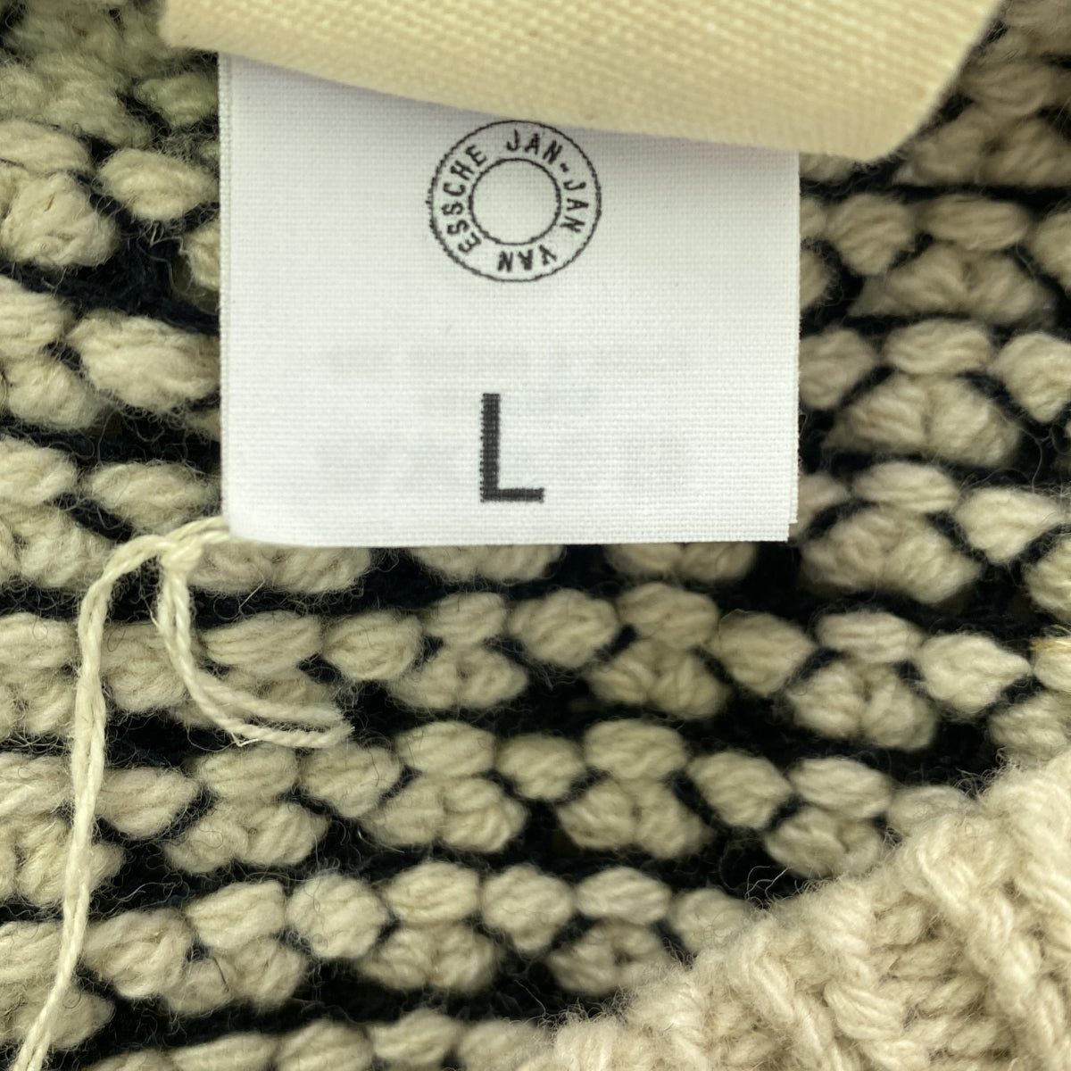 【新品】  JAN-JAN VAN ESSCHE / ヤンヤンヴァンエシュ | KNIT #60 ウールリネン ルーズフィットニット | L | NATURAL PITCH BLACK LALIN | メンズ