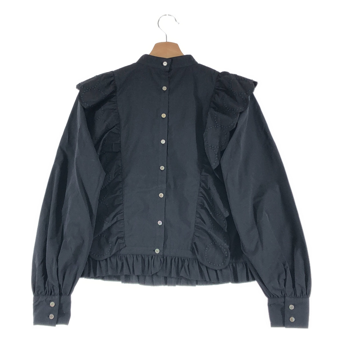 mina perhonen / ミナペルホネン | 2025AW | tambourine / タンバリン エンブロイダリー フリル ギャザースリーブ シャツ ブラウス | 40 | レディース