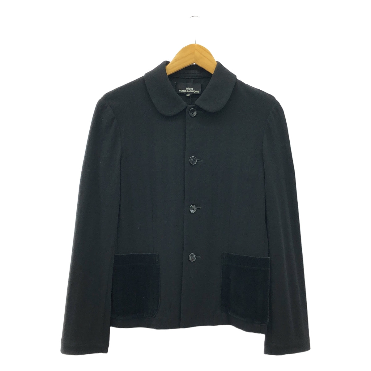 COMME des GARCONS | 經編布料AD2000 |絲絨圓領外套|中號 |黑色|女性的