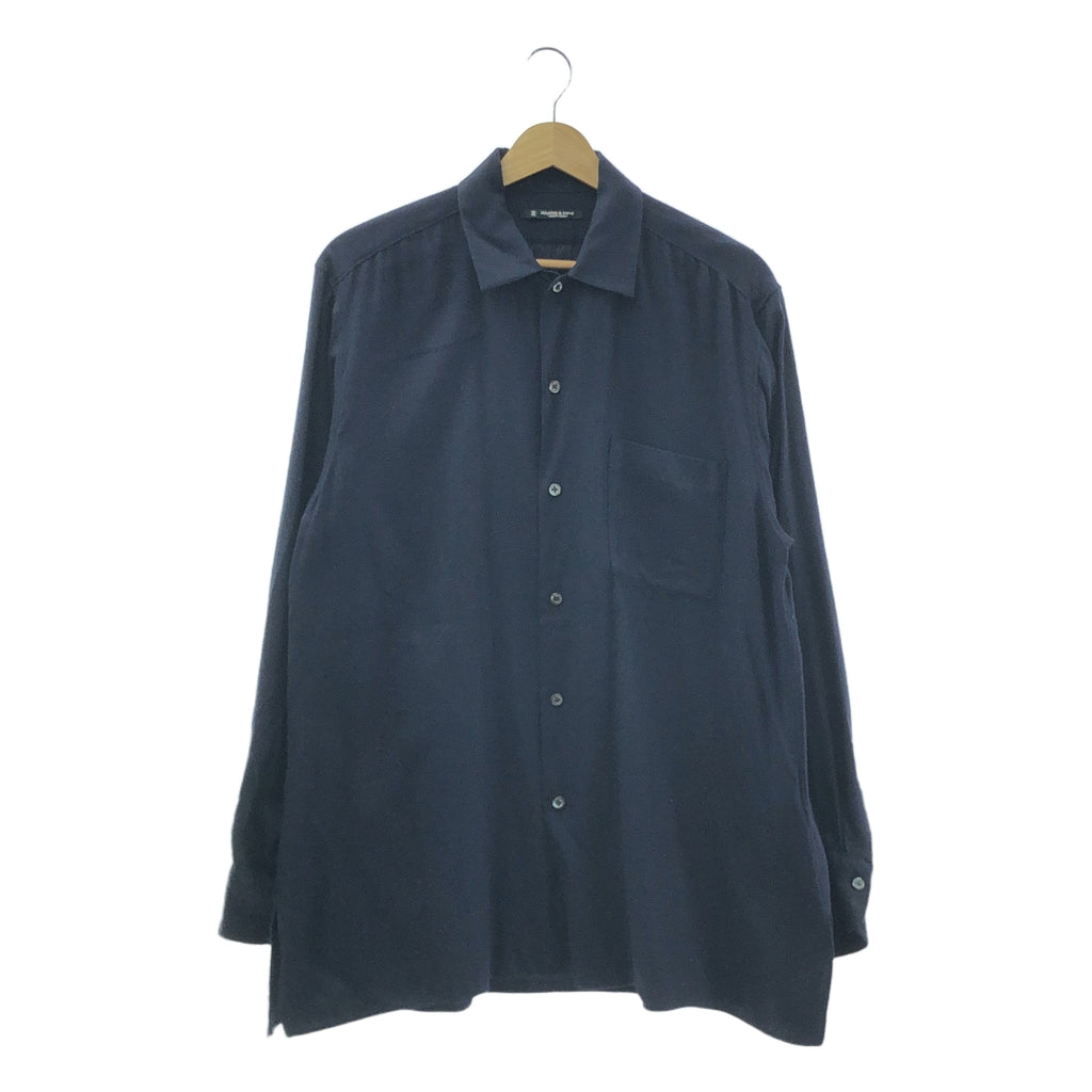MAATEE&SONS / マーティー&サンズ | 2023AW | SILK FLANNEL OPEN COLLAR SHIRTS シルク フランネル オープンカラー シャツ | 2 | ネイビー | メンズ