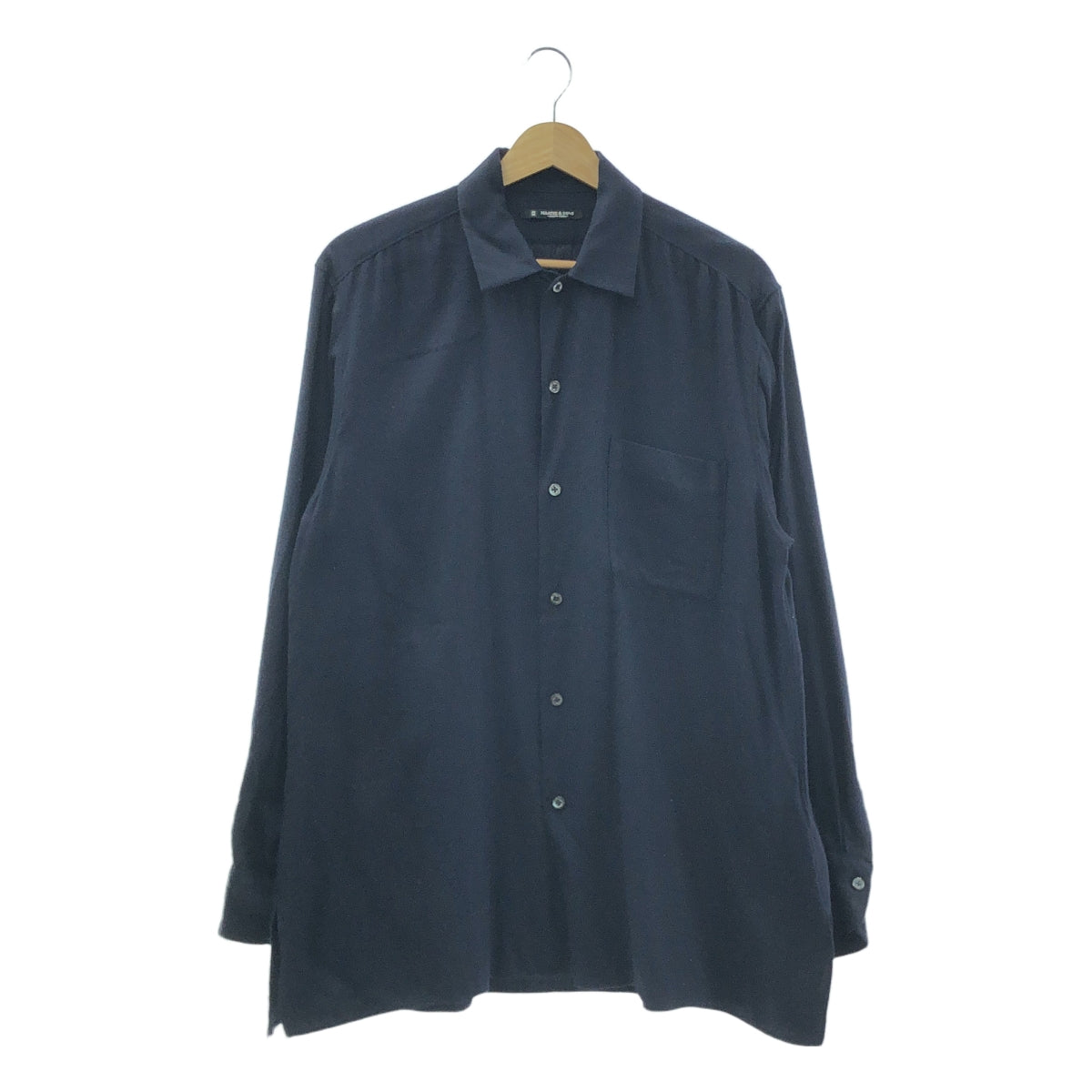 MAATEE&SONS / マーティー&サンズ | 2023AW | SILK FLANNEL OPEN COLLAR SHIRTS シルク フランネル オープンカラー シャツ | 2 | ネイビー | メンズ