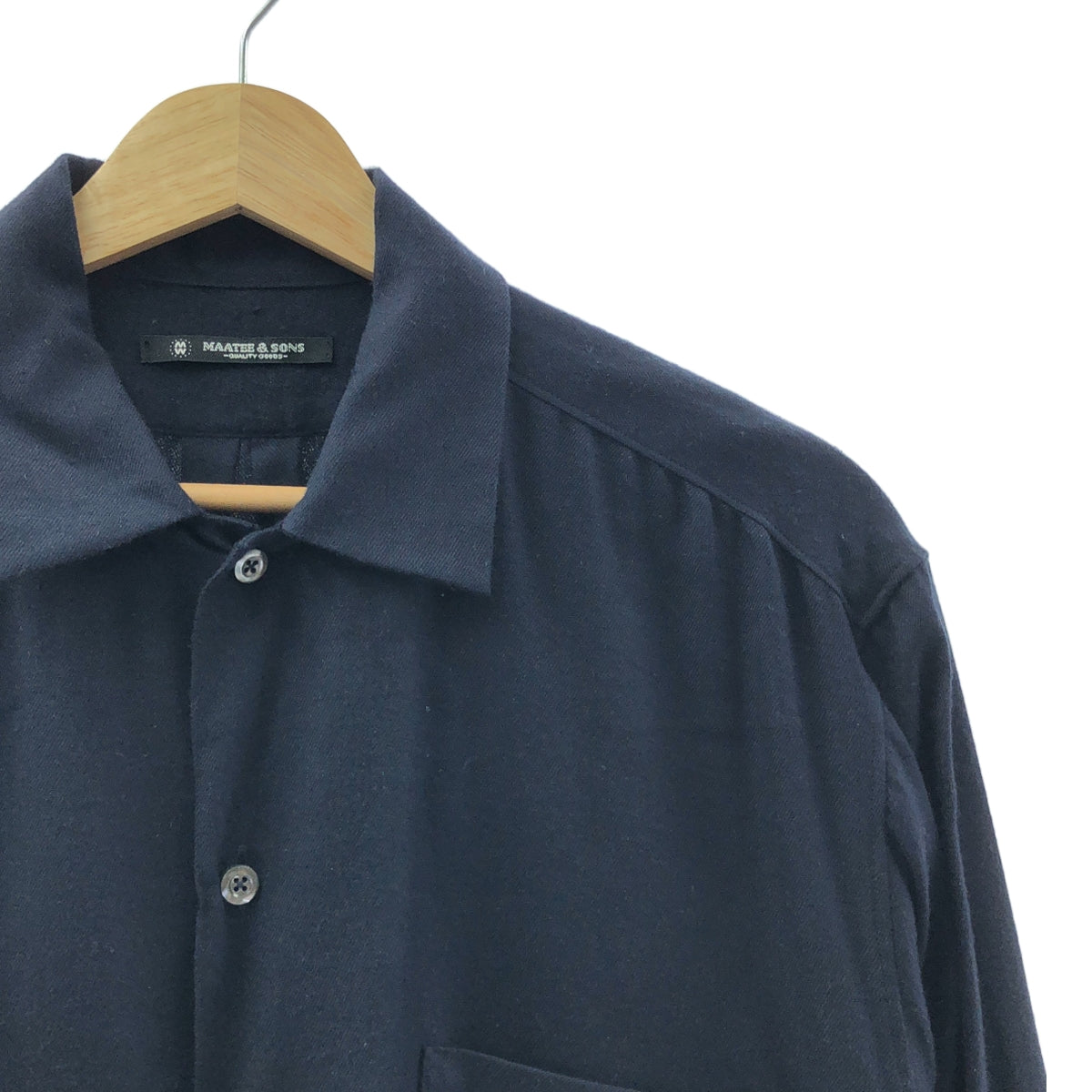 MAATEE&SONS / マーティー&サンズ | 2023AW | SILK FLANNEL OPEN COLLAR SHIRTS シルク フランネル オープンカラー シャツ | 2 | ネイビー | メンズ