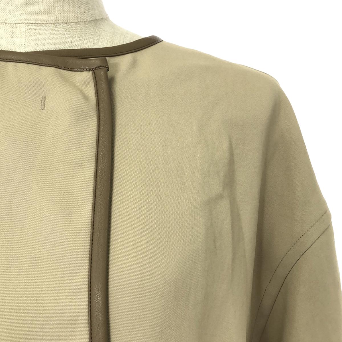 PUBLIC TOKYO | Belted piping no-collar short coat | F | Beige | Women's