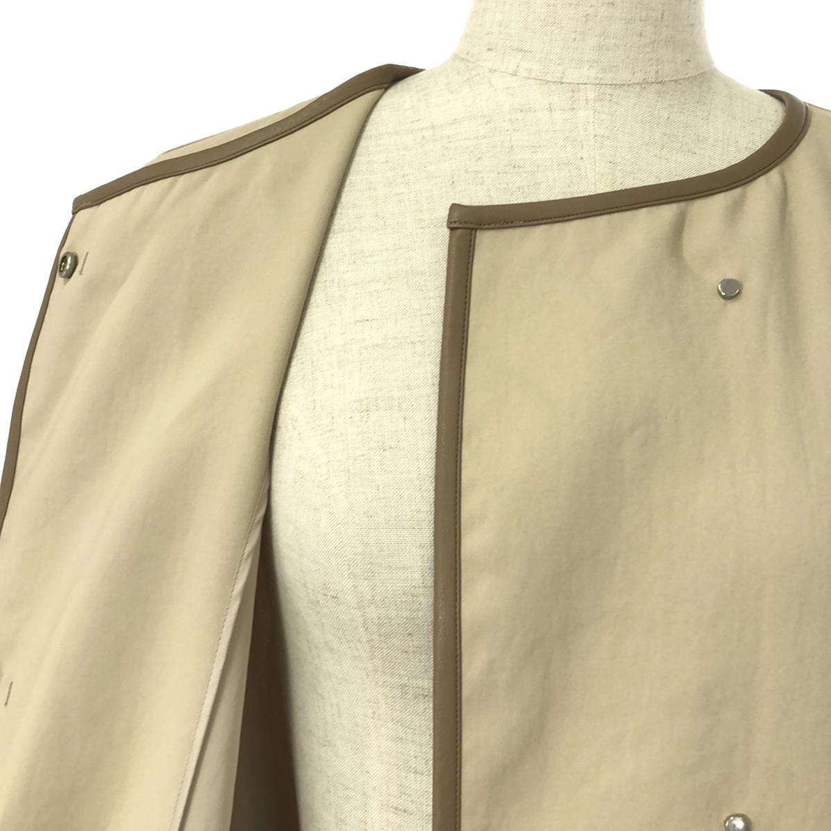 PUBLIC TOKYO | Belted piping no-collar short coat | F | Beige | Women's