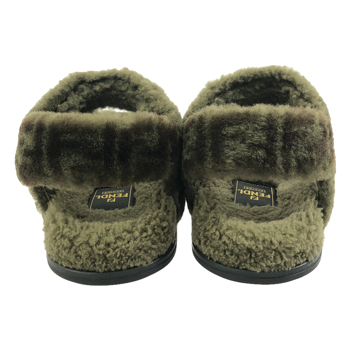 [狀況良好] 芬迪 |毛皮涼鞋 |尺寸 38 |卡其色 |女性的