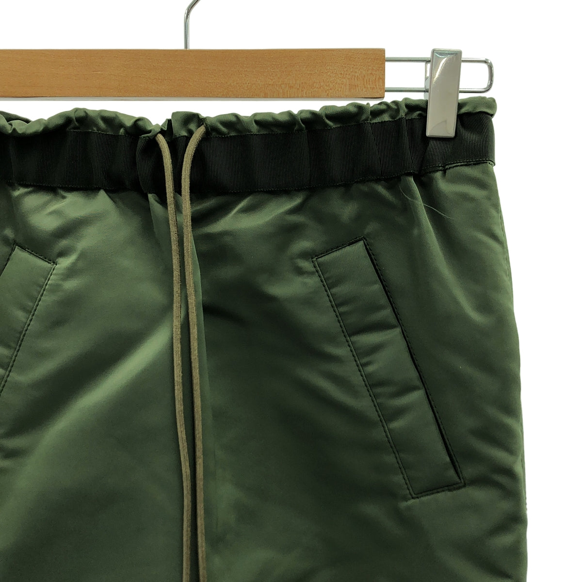 【미품】 sacai / 사카이 | MA-1 사이드 Zip 주름 레이어드 드로스트링 스커트 | 1 | 그린 | 여성