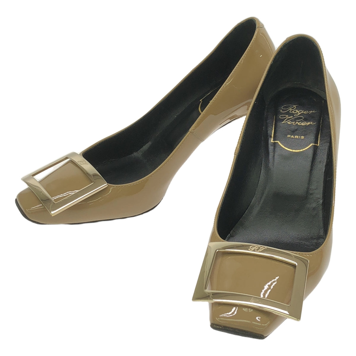 Roger Vivier | 喇叭漆皮高跟鞋 | 尺寸 34 | 米色 | 女士