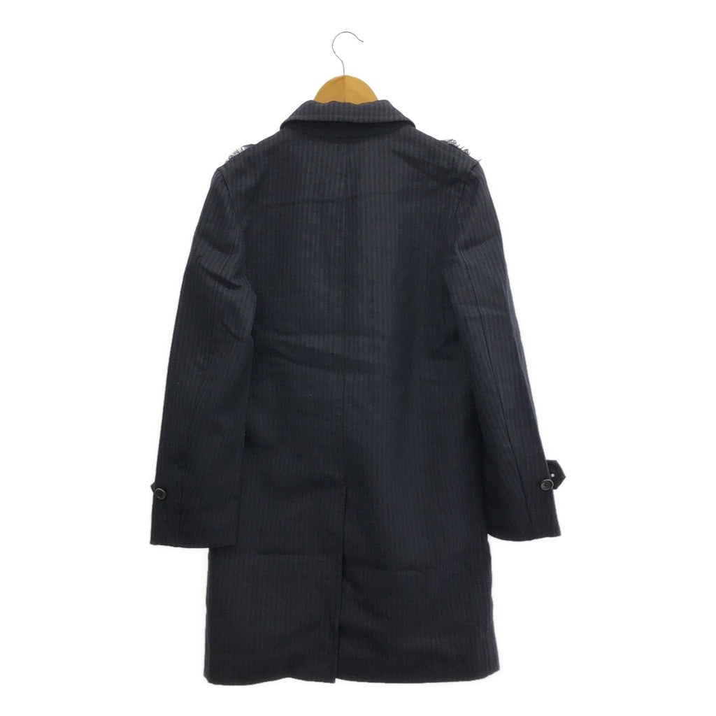 COMME des GARCONS | 2006AW | Persona / 鏤空條紋長版大衣 | S | 海軍藍/黑色 | 女款