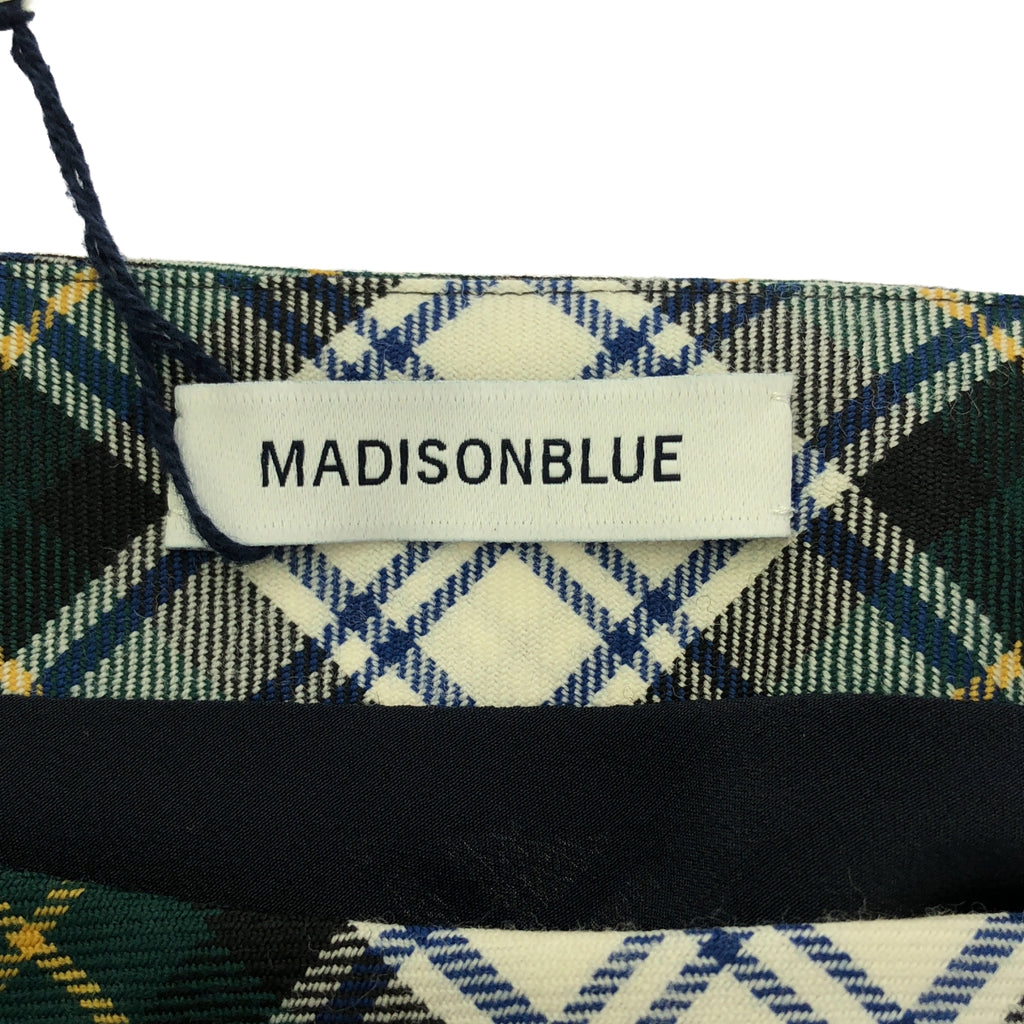 【美品】  MADISON BLUE / マディソンブルー | 2023AW | DRAPED BOAT DRESS TARTAN / アシンメトリー 裾サイドジップ ドレス ワンピース / 総裏地 | 01（S) | CHECKED GREEN | レディース