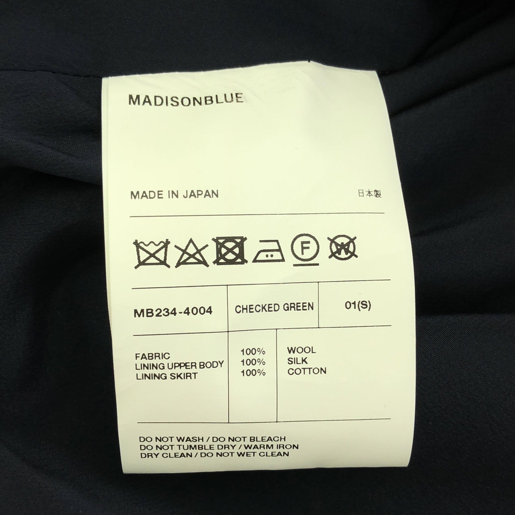 【美品】  MADISON BLUE / マディソンブルー | 2023AW | DRAPED BOAT DRESS TARTAN / アシンメトリー 裾サイドジップ ドレス ワンピース / 総裏地 | 01（S) | CHECKED GREEN | レディース