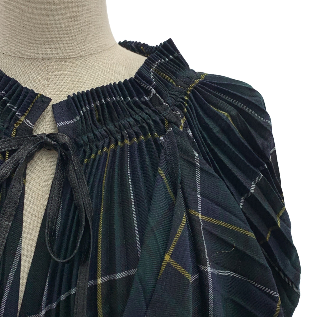 JUNYA WATANABE COMME des GARCONS / 준야와타나베 | 2017AW | 체크 플리츠 레이어드 변형 원피스 | M | 그린/네이비/옐로우 |