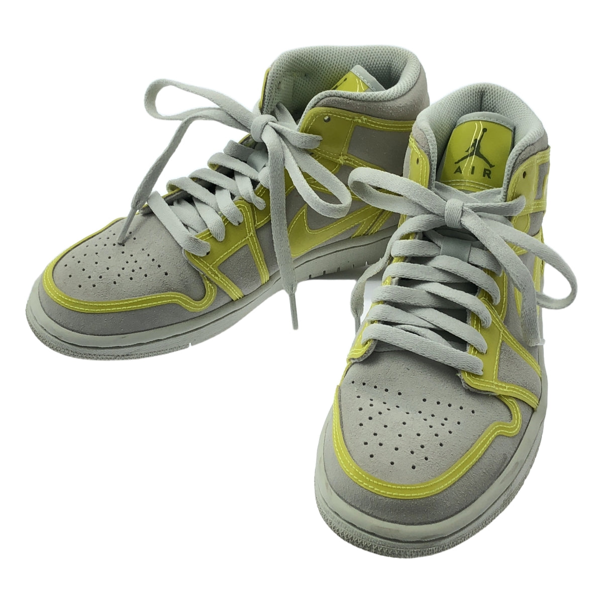 NIKE / 나이키 | 2021 | WMNS AIR JORDAN 1 MID LX OPTI YELLOW 여성 에어 조던 1 미드 옵티 옐로우 스니커즈 | 23.5 | 라이트 그레이 / 옐로우 | 여성