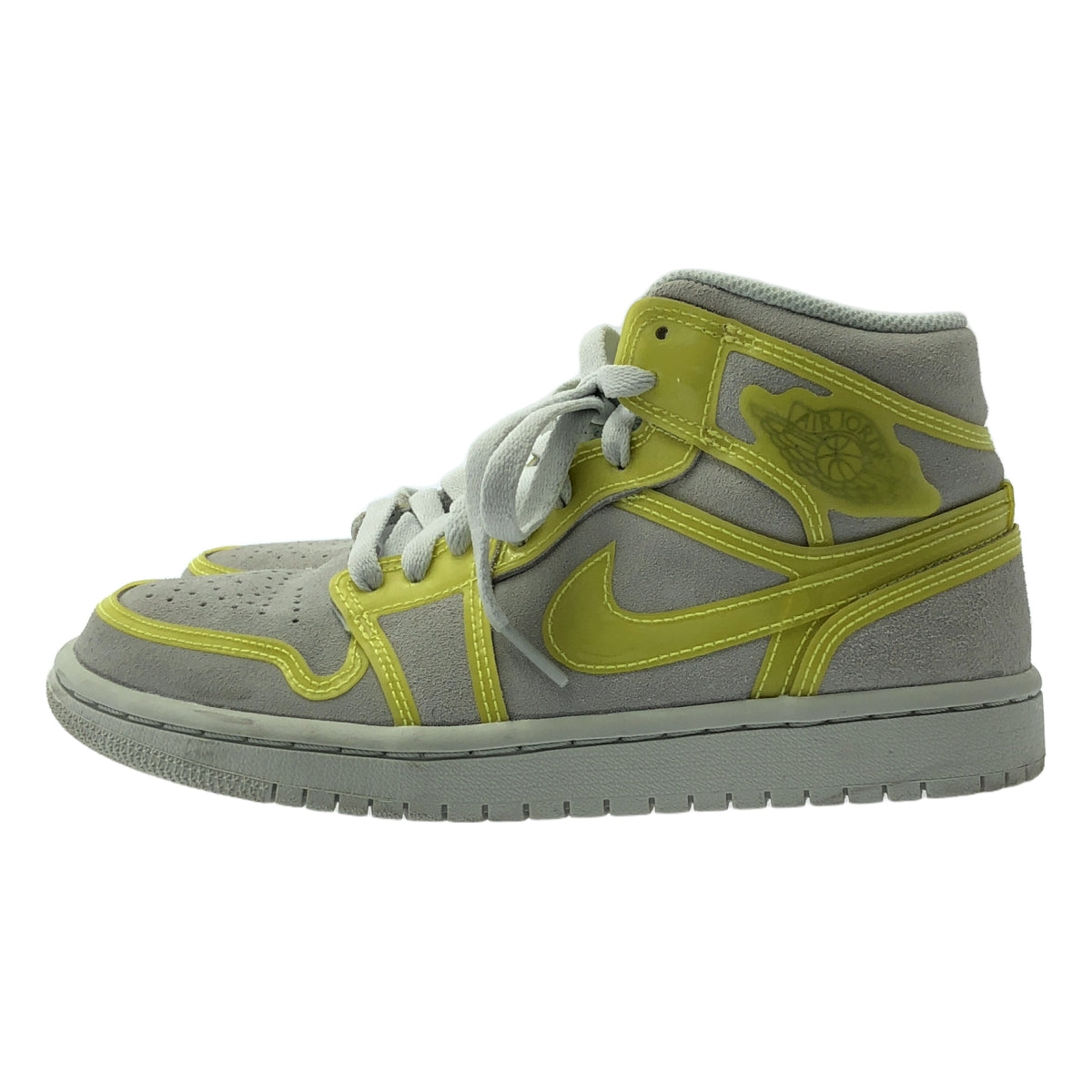 NIKE / 나이키 | 2021 | WMNS AIR JORDAN 1 MID LX OPTI YELLOW 여성 에어 조던 1 미드 옵티 옐로우 스니커즈 | 23.5 | 라이트 그레이 / 옐로우 | 여성