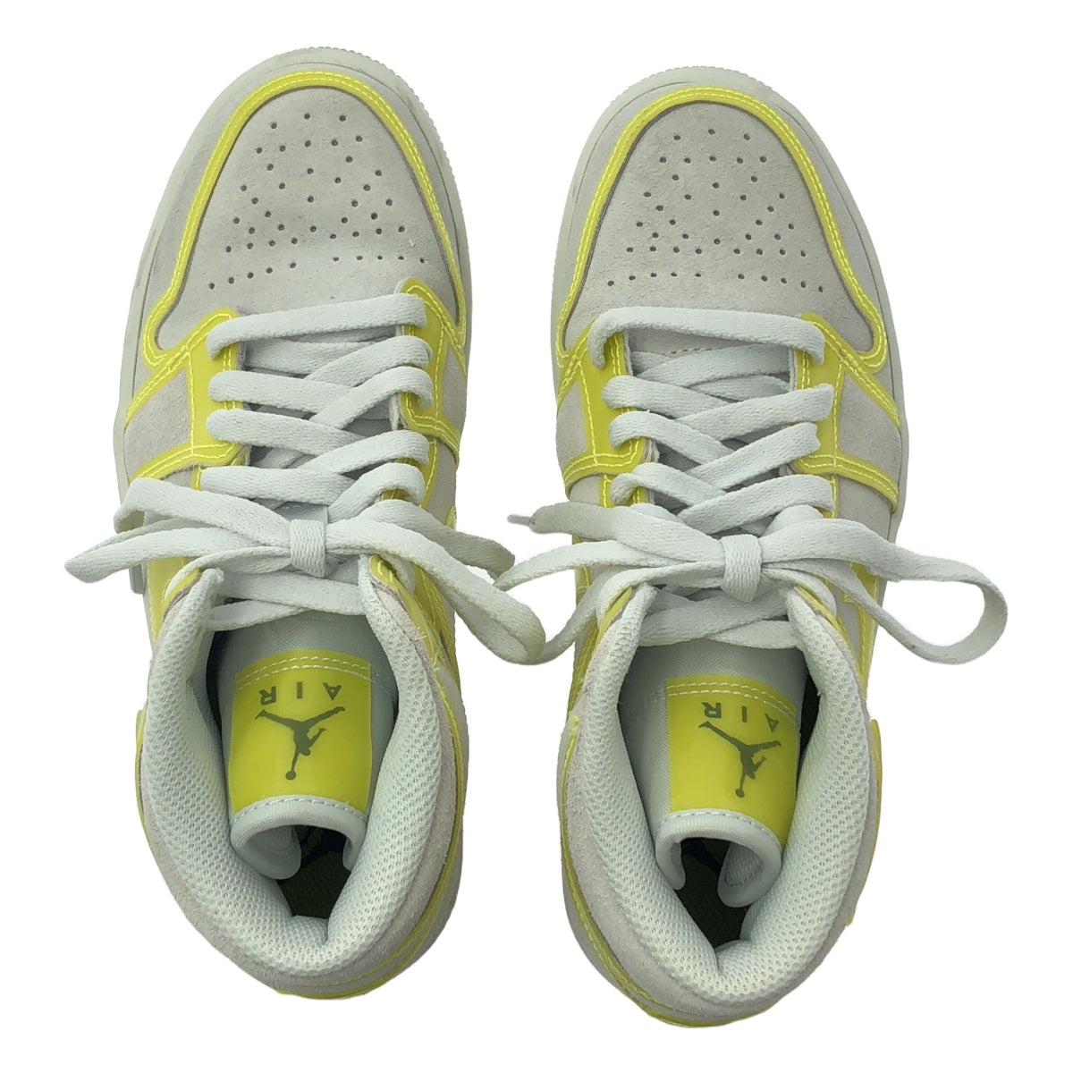 NIKE / 나이키 | 2021 | WMNS AIR JORDAN 1 MID LX OPTI YELLOW 여성 에어 조던 1 미드 옵티 옐로우 스니커즈 | 23.5 | 라이트 그레이 / 옐로우 | 여성