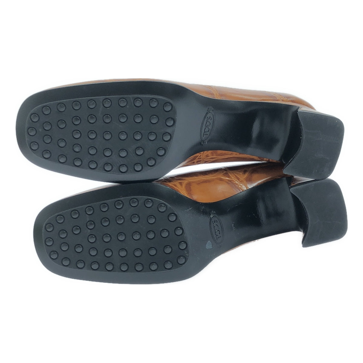 TOD'S / トッズ | 型押し ヒール ラウンドトゥ パンプス | 36 1
