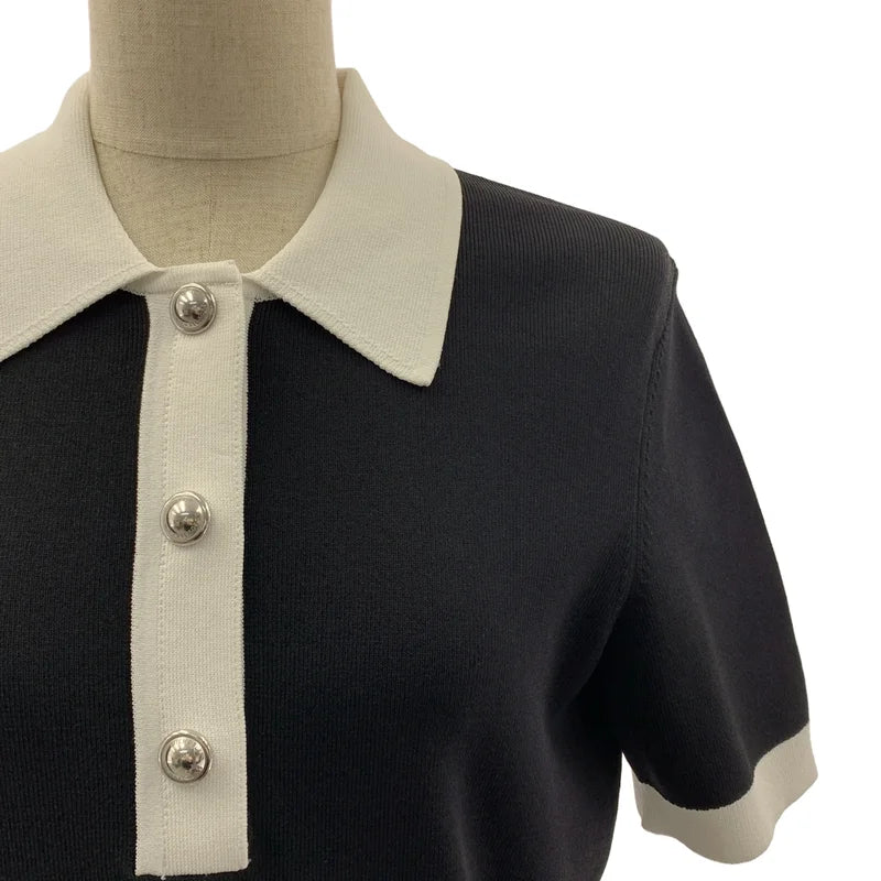 MICHAEL KORS / 마이클코어스 | 스트레치 니트 폴로 원피스 | S | 여성