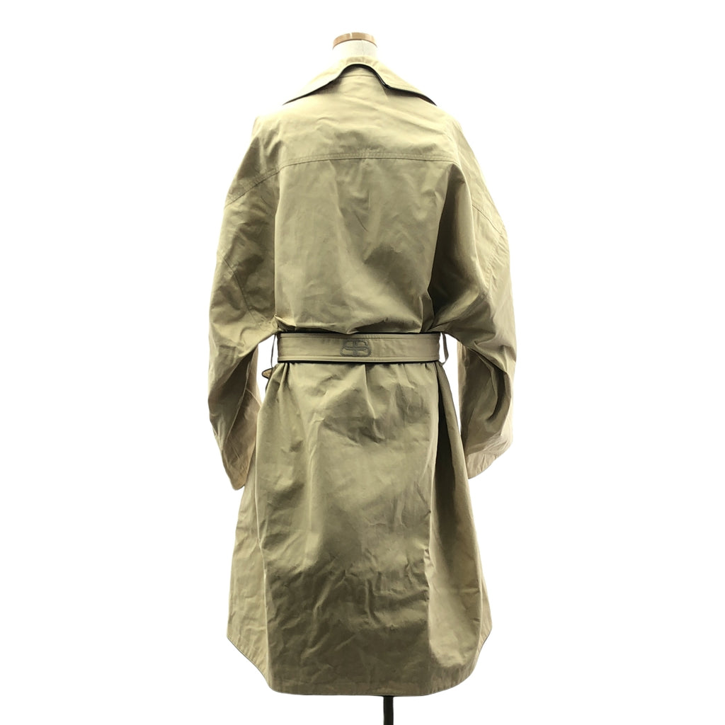 BALENCIAGA / バレンシアガ | パイピングレザー オーバーサイズ コート | 36 | ベージュ/ブラック | レディース