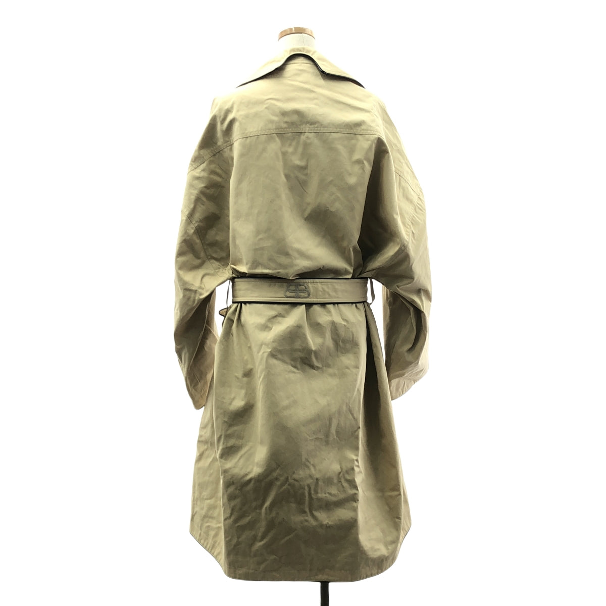 BALENCIAGA / バレンシアガ | パイピングレザー オーバーサイズ コート | 36 | ベージュ/ブラック | レディース