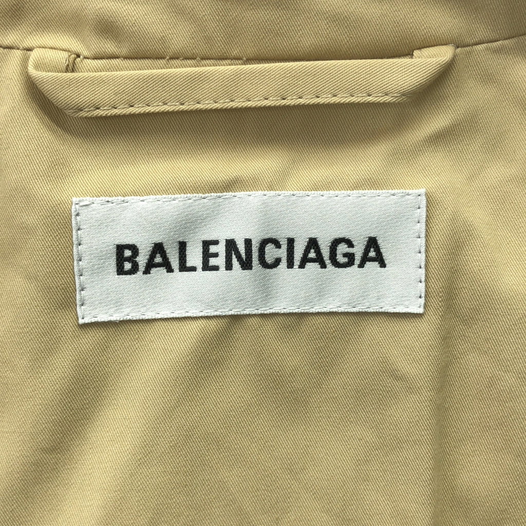 BALENCIAGA / バレンシアガ | パイピングレザー オーバーサイズ コート | 36 | ベージュ/ブラック | レディース