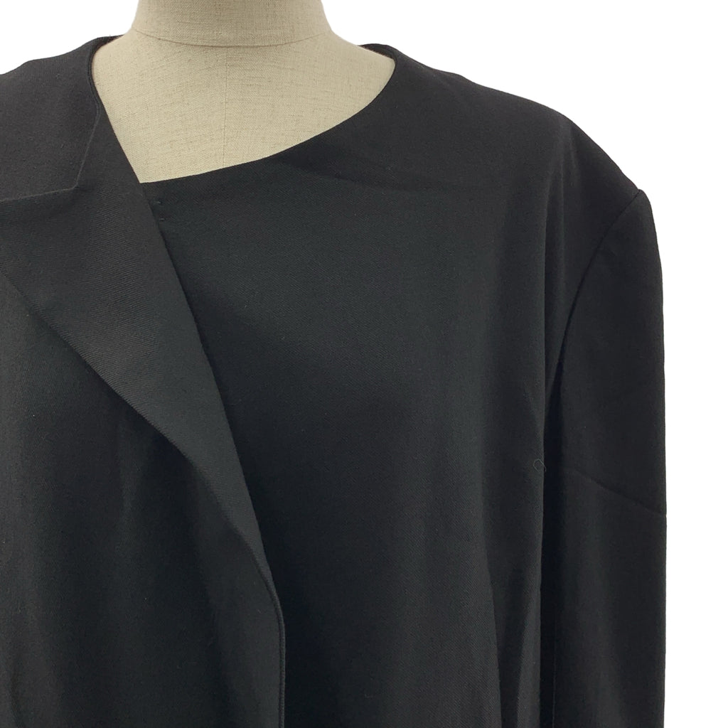 【美品】  Y's / ワイズヨウジヤマモト | 2024SS | RAYON VIYELLA COLLARLESS JACKET レーヨンビエラ ノーカラー ロングジャケット コート | 2 | ブラック | レディース