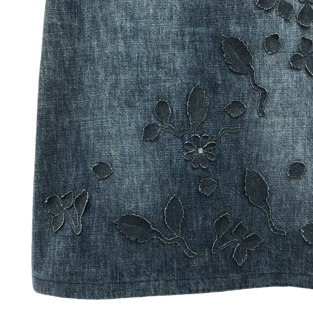 FENDI | Flower Motif Patch Denim Skirt | 42 | Women's