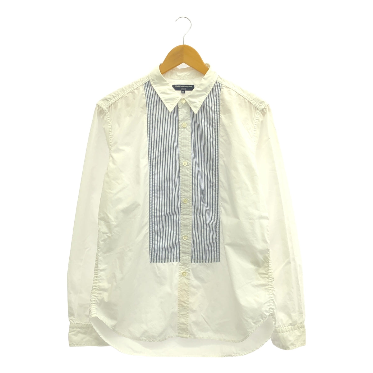 COMME des GARCONS HOMME | 2008AW |條紋拼接棉質襯衫 | M |白色/藍色|男士