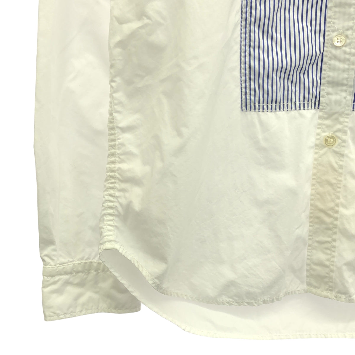 COMME des GARCONS HOMME | 2008AW |條紋拼接棉質襯衫 | M |白色/藍色|男士