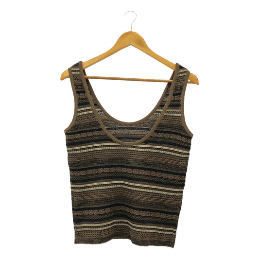 [Good Condition] PROTAGONISTA | Striped Knit Tank Top | F | Brown/Black | Women's