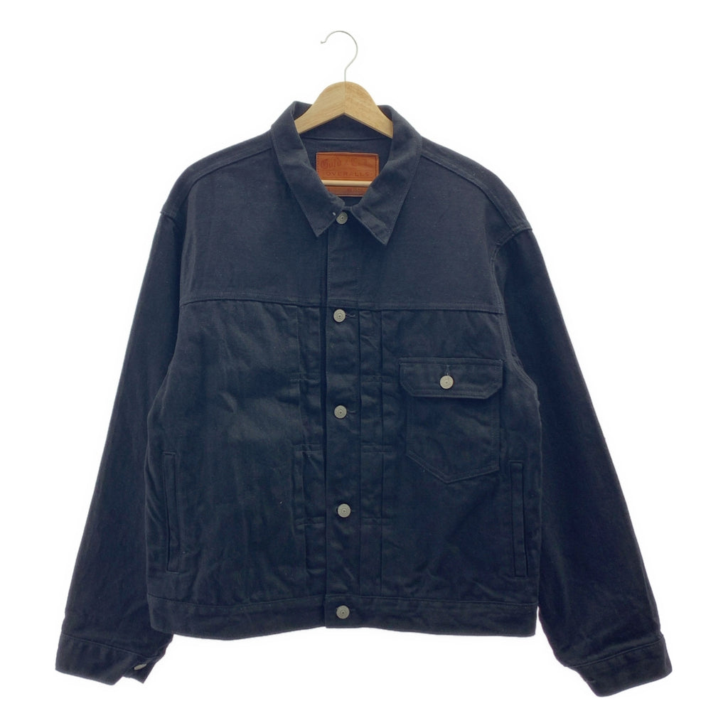 GOLD / ゴールド東洋エンタープライズ | RECYCLED WASTE SUVIN COTTON YARN 11.5oz. DENIM PLEATED BLOUSE 1stタイプ ブラックデニム ジャケット | 38 | ブラック | メンズ