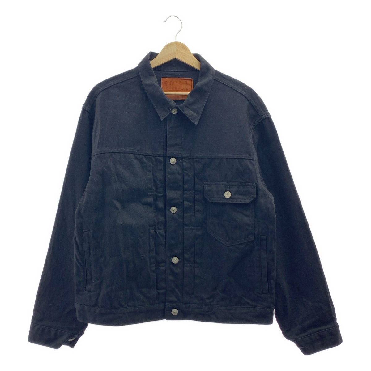 GOLD / Gold Toyo Enterprises | 再生廢料 Suvin 棉紗 11.5 盎司。牛仔褶皺襯衫，1 號，黑色牛仔夾克 | 尺寸 38 | 黑色 | 男款