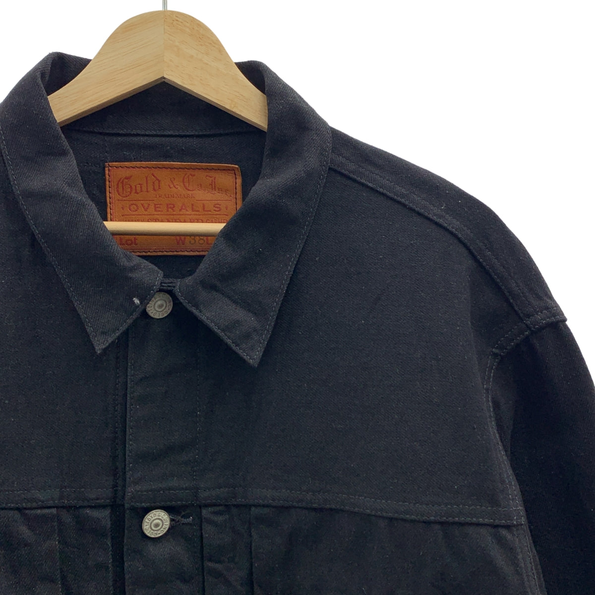 GOLD / Gold Toyo Enterprises | 再生廢料 Suvin 棉紗 11.5 盎司。牛仔褶皺襯衫，1 號，黑色牛仔夾克 | 尺寸 38 | 黑色 | 男款