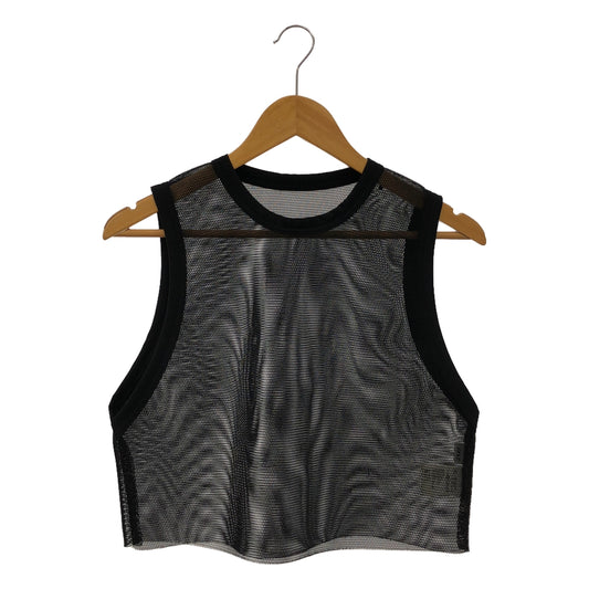 【미품】 HYKE / 하이크 | 2024SS | MESH SLEEVELESS CROPPED TOP 메쉬 슬리브리스 크롭 탑스 탱크탑 | F | 블랙 | 여성