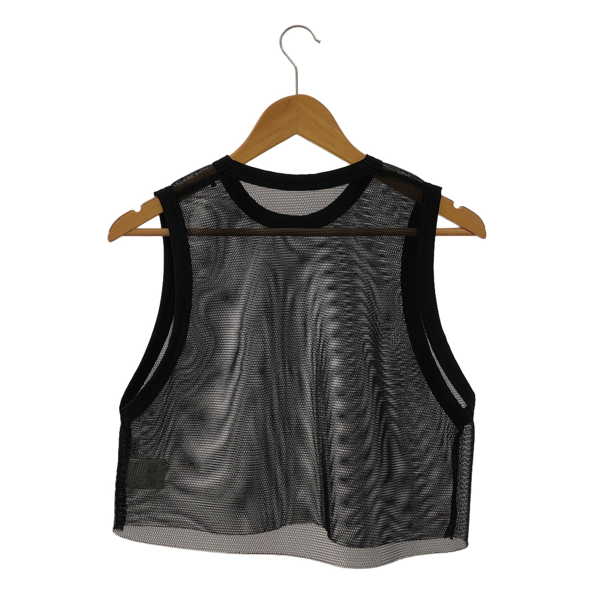 【미품】 HYKE / 하이크 | 2024SS | MESH SLEEVELESS CROPPED TOP 메쉬 슬리브리스 크롭 탑스 탱크탑 | F | 블랙 | 여성