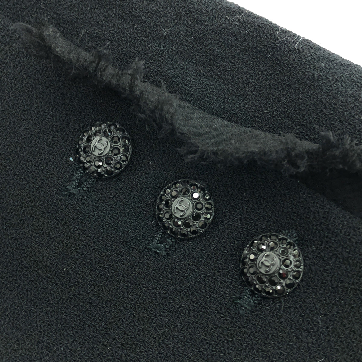 香奈兒 | Coco Mark 紐扣透視褶皺無領夾克 | 38 |黑色 |女性的