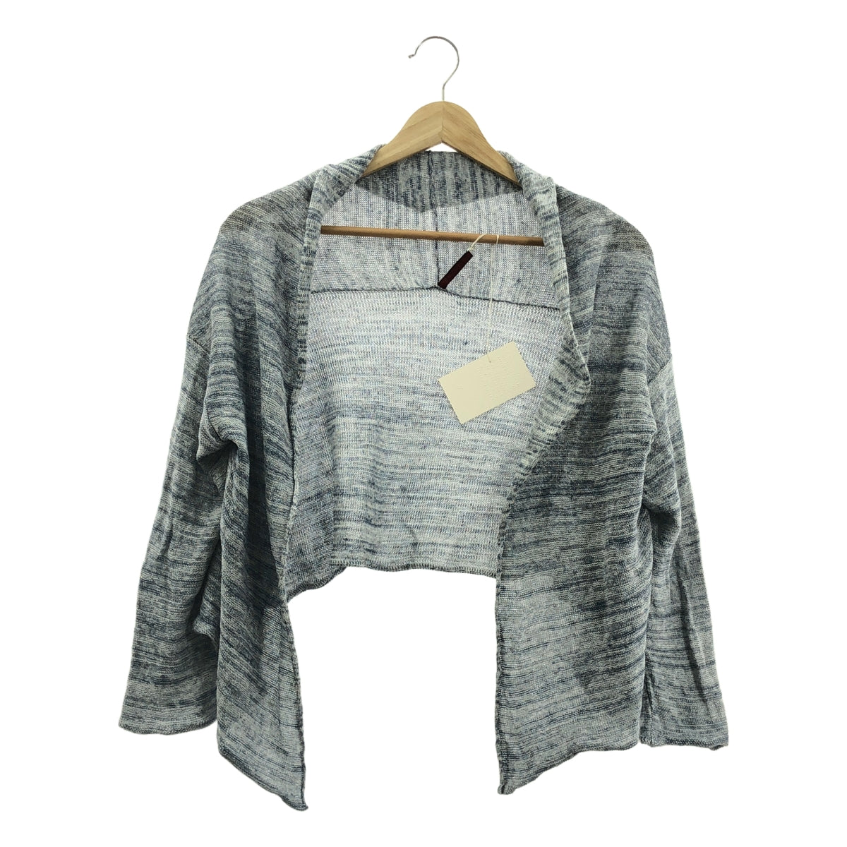 【美品】  DANIELA GREGIS / ダニエラグレジス | リネン ボタンレス ニット カーディガン | F | ネイビー/ホワイト | レディース