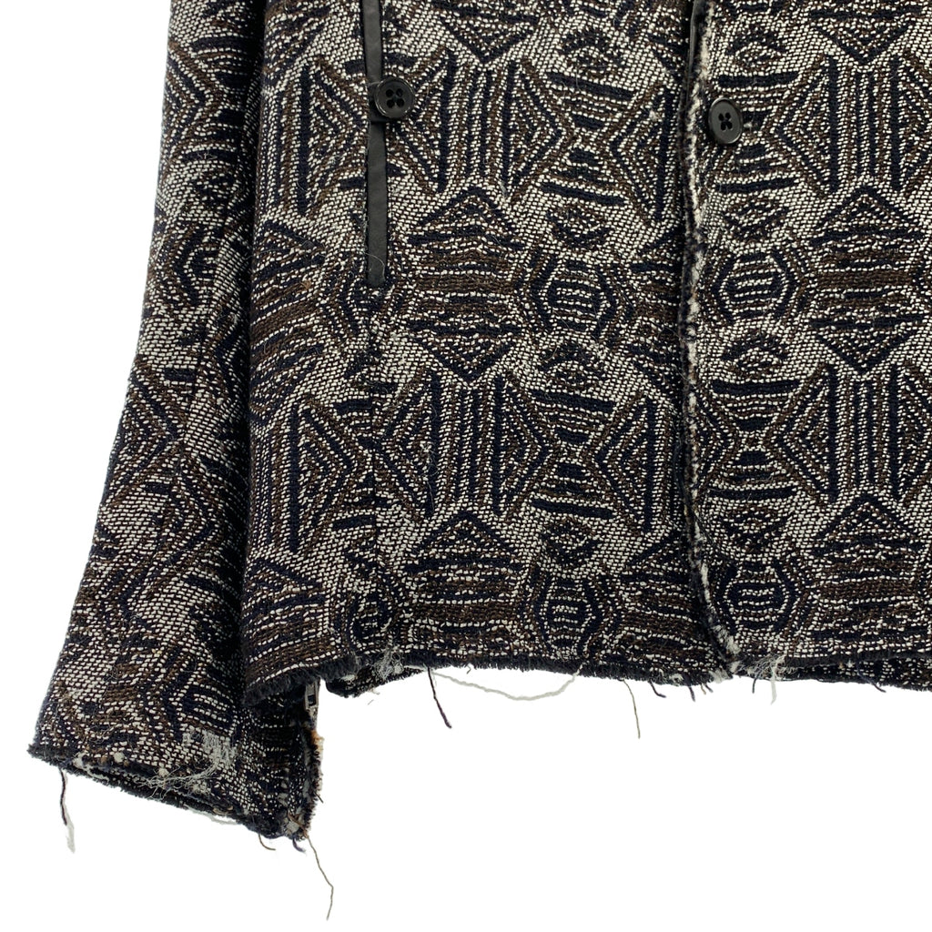 DAMIR DOMA | 2012秋冬 | 提花皮革滾邊側拉鍊無領外套 |