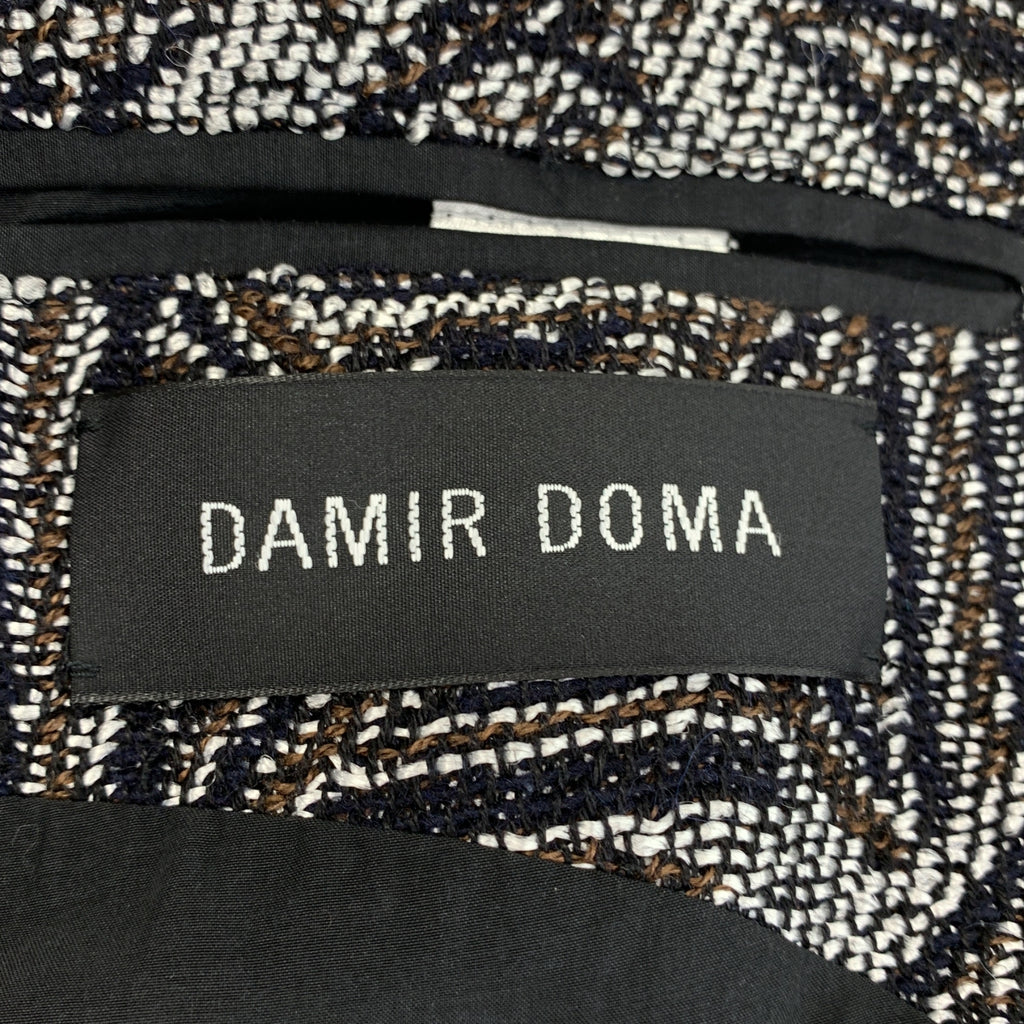 DAMIR DOMA | 2012秋冬 | 提花皮革滾邊側拉鍊無領外套 |