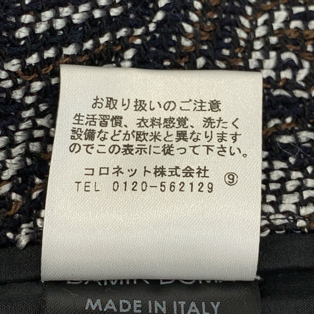 DAMIR DOMA | 2012秋冬 | 提花皮革滾邊側拉鍊無領外套 |