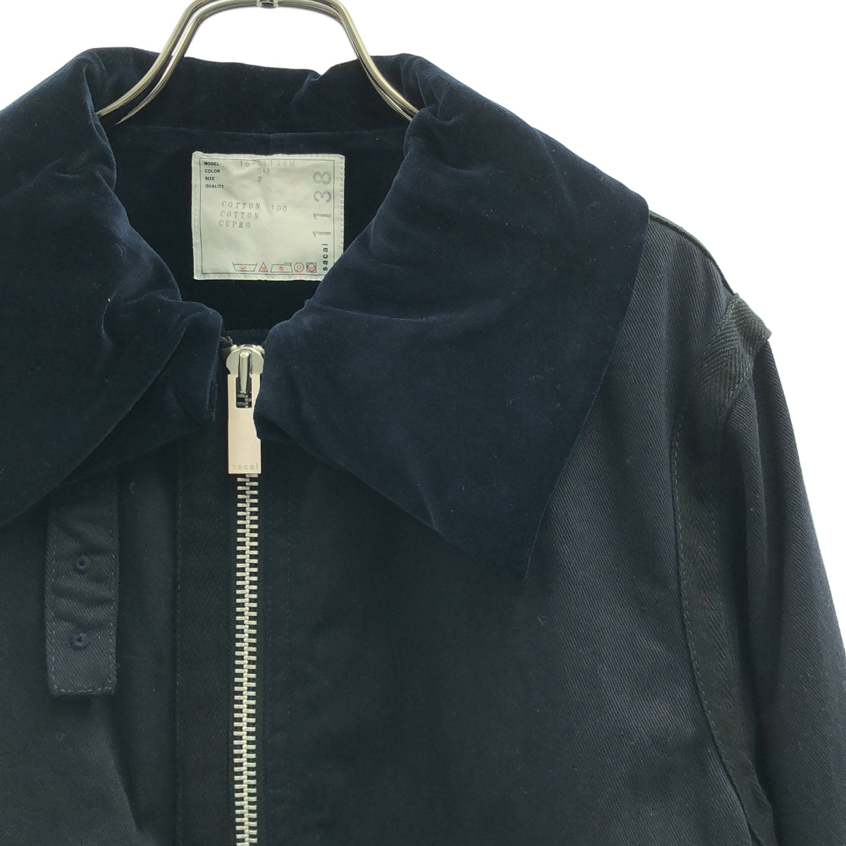 sacai / サカイ | 絲絨拼接撞色外套 | 2 | 海軍藍 | 男款