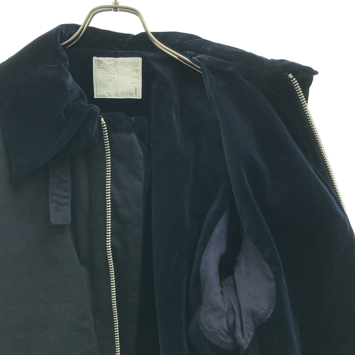 sacai / サカイ | 絲絨拼接撞色外套 | 2 | 海軍藍 | 男款