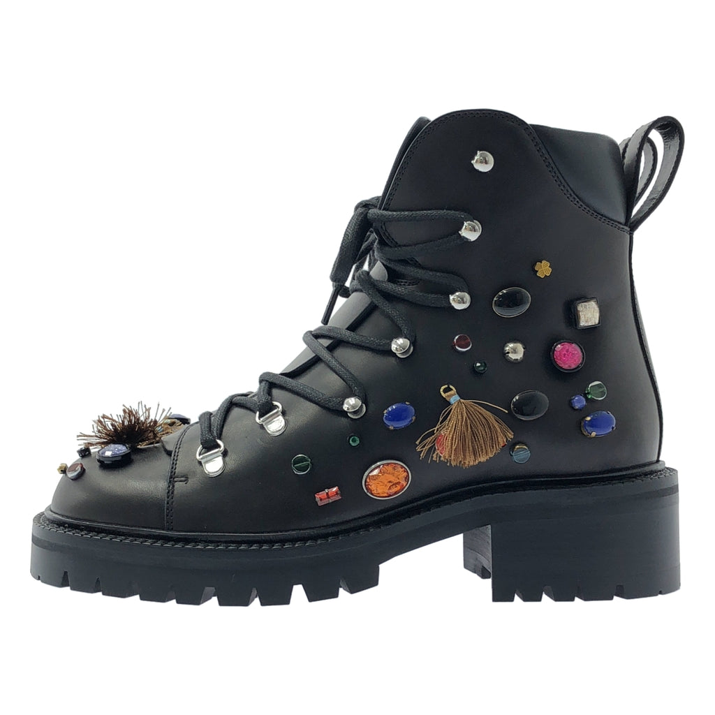 【신품】 LOEWE / 로에베 | × 스튜디오 지브리 하울의 움직이는 성 EMBELLISHED BOOTS 비쥬 부츠 | 39 | 블랙 | 여성