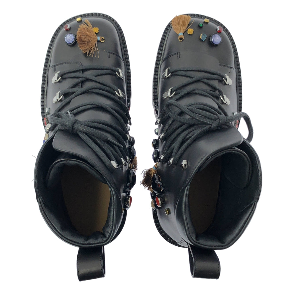 【신품】 LOEWE / 로에베 | × 스튜디오 지브리 하울의 움직이는 성 EMBELLISHED BOOTS 비쥬 부츠 | 39 | 블랙 | 여성