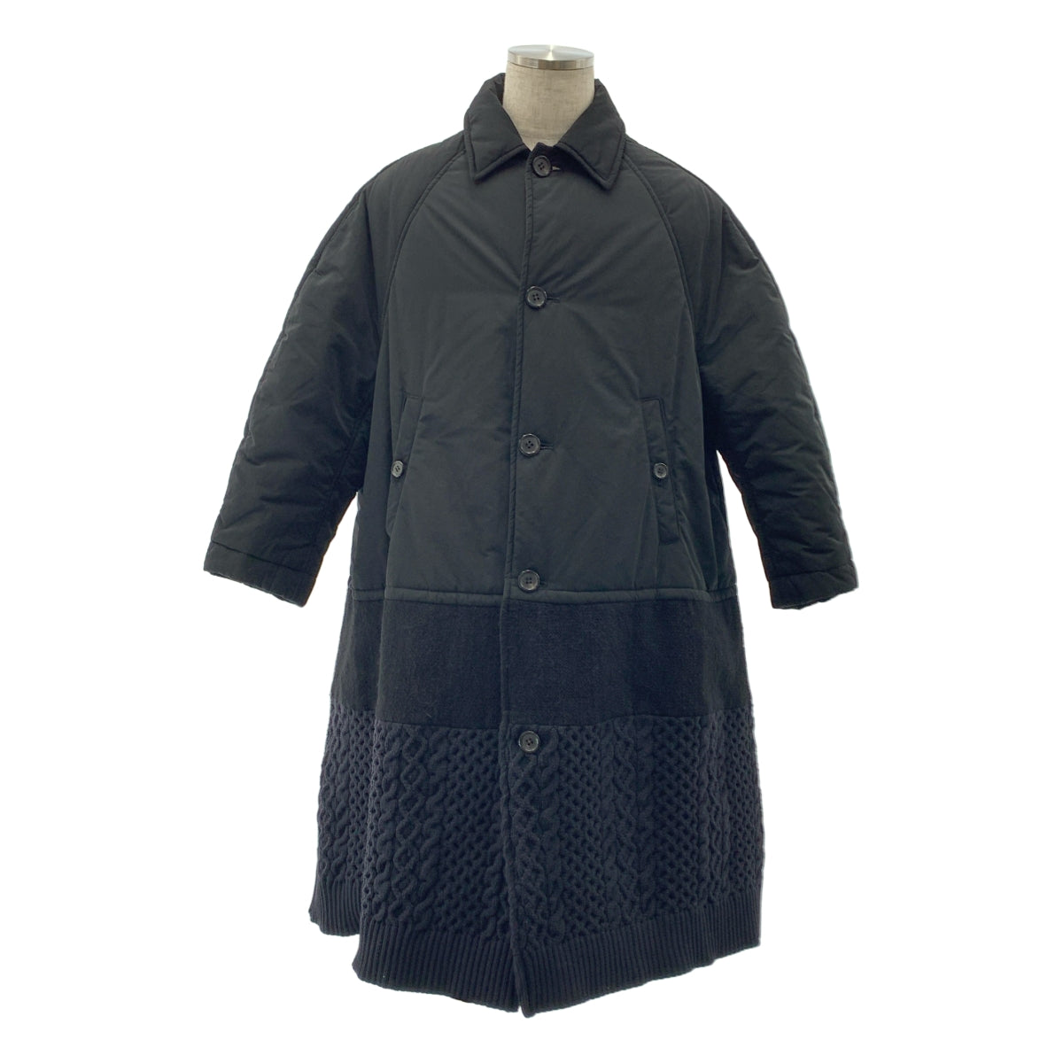 UNDER COVER / 언더 커버 | Polyester Switching Knit Mod Coat / 다른 소재 전환 도킹 니트 싱글 오버코트 / 총 안감 | 1 | 맨즈