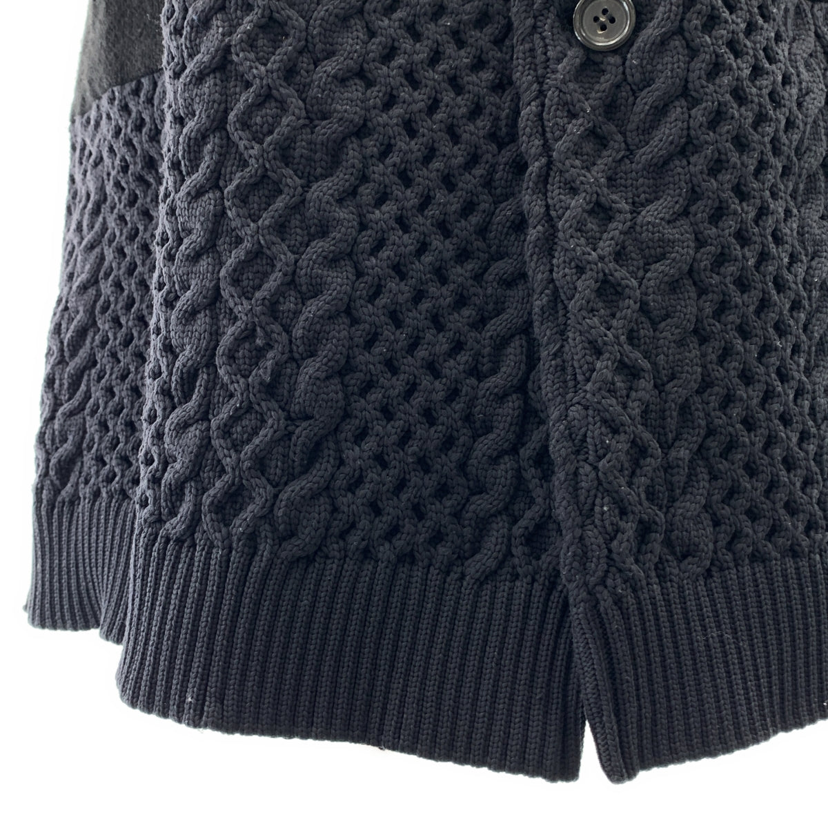 UNDER COVER / 언더 커버 | Polyester Switching Knit Mod Coat / 다른 소재 전환 도킹 니트 싱글 오버코트 / 총 안감 | 1 | 맨즈