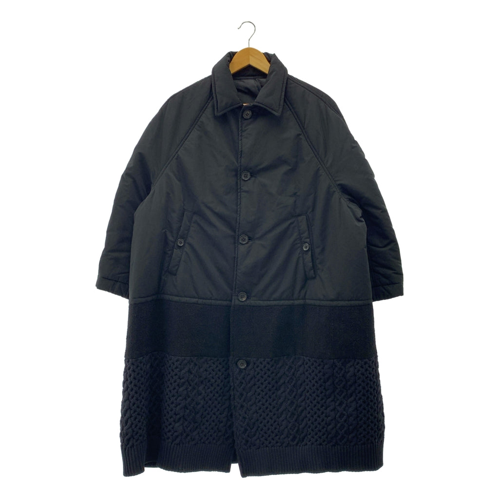 UNDER COVER / 언더 커버 | Polyester Switching Knit Mod Coat / 다른 소재 전환 도킹 니트 싱글 오버코트 / 총 안감 | 1 | 맨즈