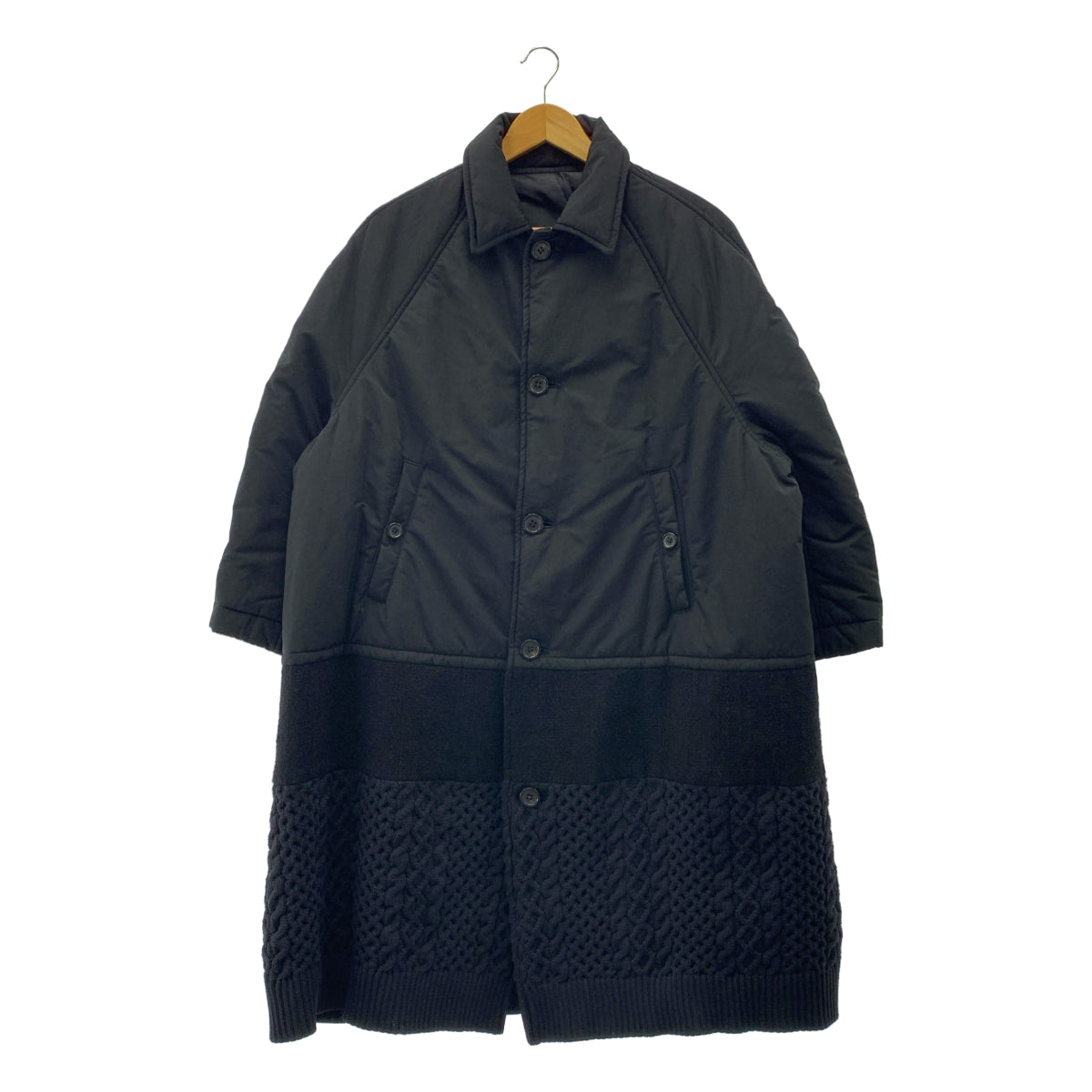 UNDER COVER / 언더 커버 | Polyester Switching Knit Mod Coat / 다른 소재 전환 도킹 니트 싱글 오버코트 / 총 안감 | 1 | 맨즈