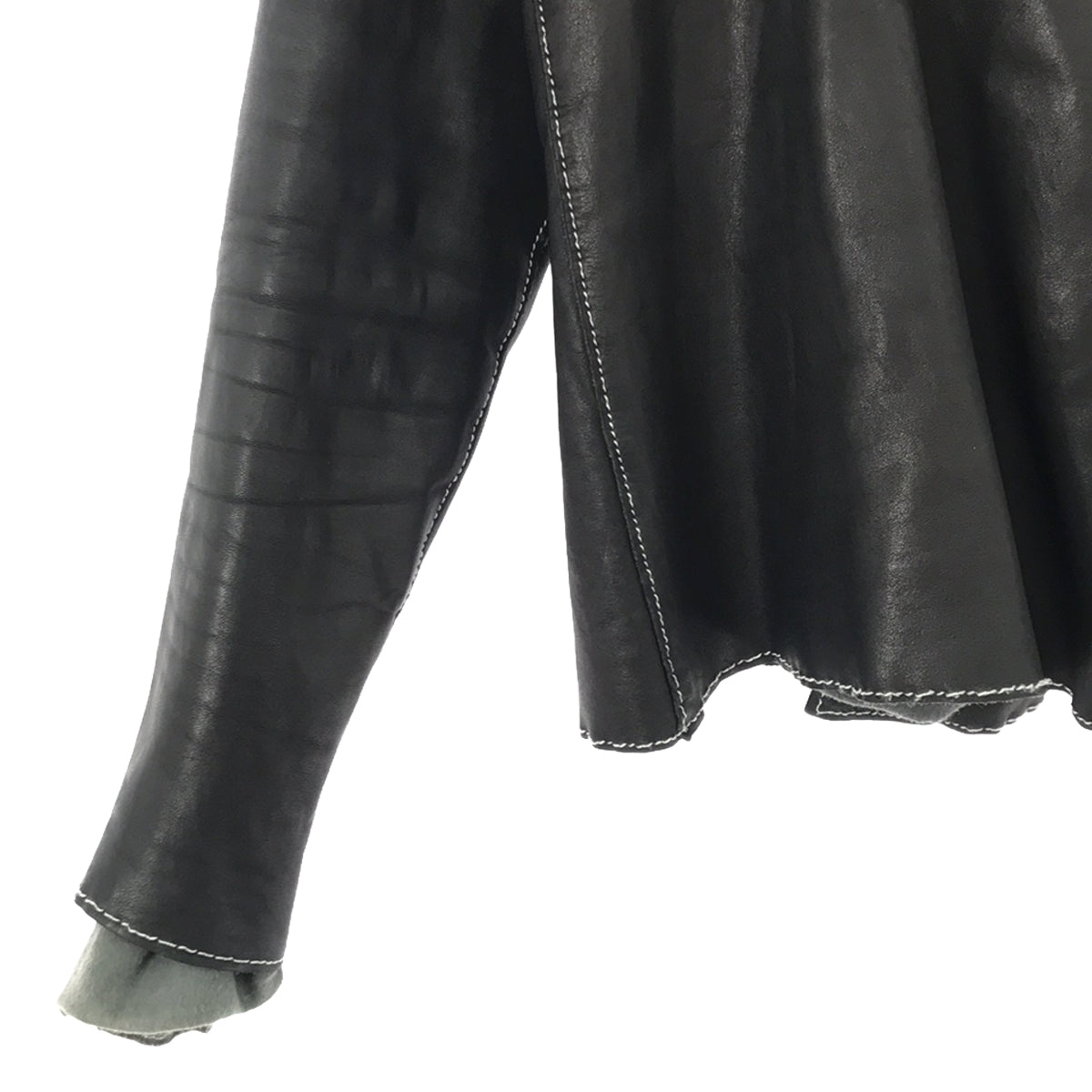 Sisii | Leather Drape Collarless Jacket | S | Black | Women's