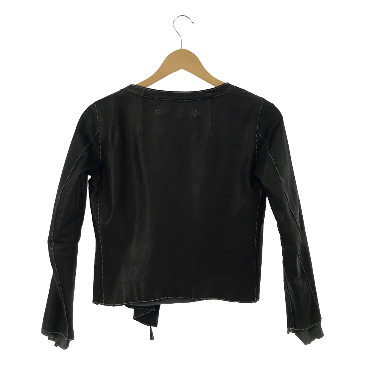 Sisii | Leather Drape Collarless Jacket | S | Black | Women's